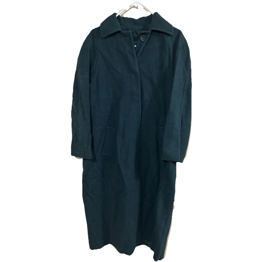 Vintage Pendleton Virgin Wool Trench Coat Womens 8 Green Long Button Up USA - Picture 2 of 8